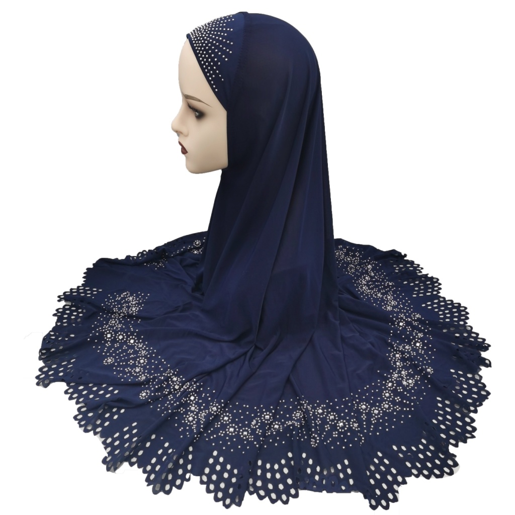 Foreign Trade Hot Selling European and American African Middle East Arab Muslim Ladies Laser Cut Flower Hot Drilling Veil Tam-O'-Shanter Pack