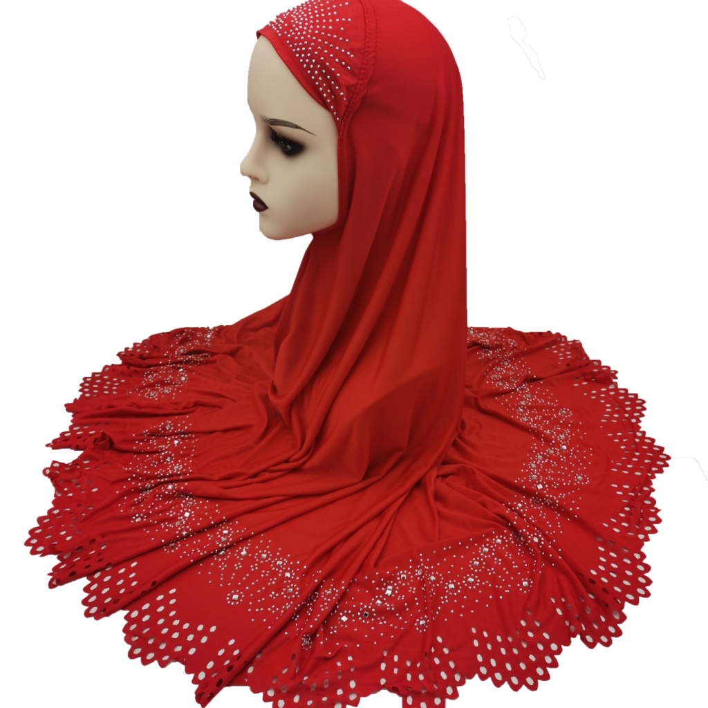 Foreign Trade Hot Selling European and American African Middle East Arab Muslim Ladies Laser Cut Flower Hot Drilling Veil Tam-O'-Shanter Pack