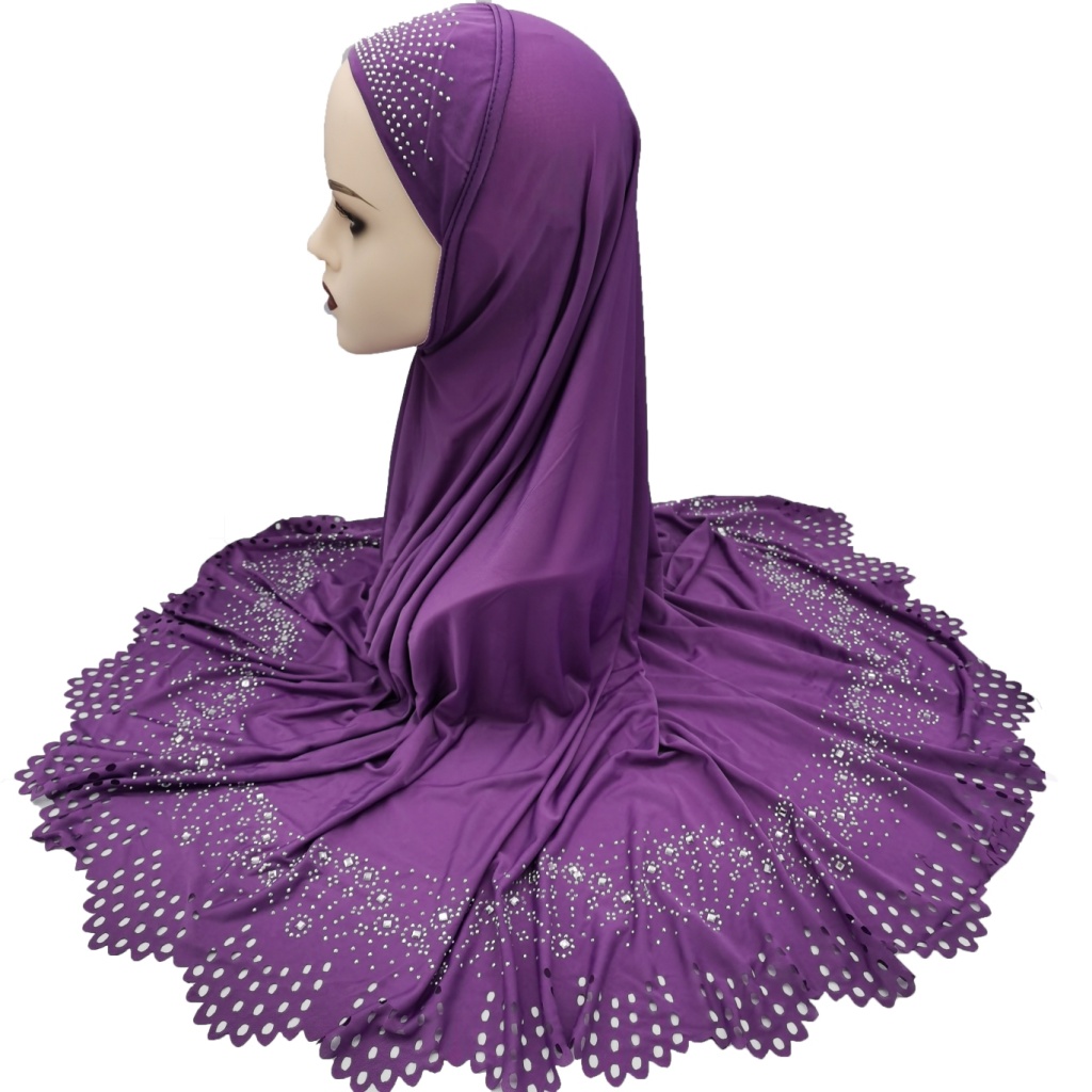 Foreign Trade Hot Selling European and American African Middle East Arab Muslim Ladies Laser Cut Flower Hot Drilling Veil Tam-O'-Shanter Pack