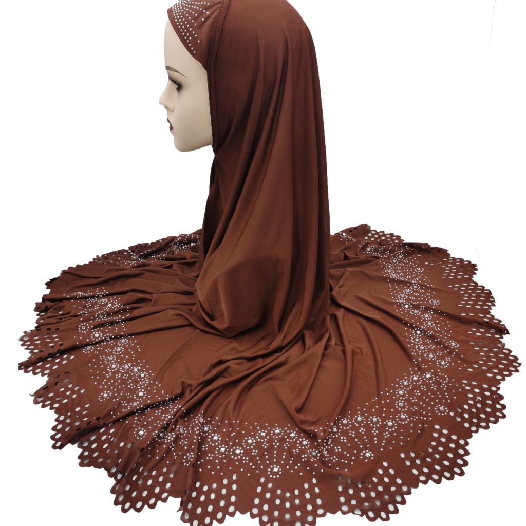 Foreign Trade Hot Selling European and American African Middle East Arab Muslim Ladies Laser Cut Flower Hot Drilling Veil Tam-O'-Shanter Pack