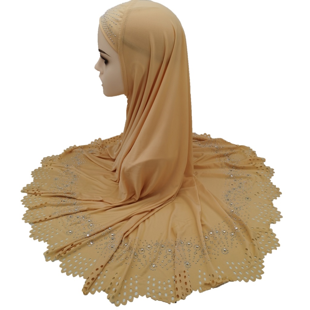 Foreign Trade Hot Selling European and American African Middle East Arab Muslim Ladies Laser Cut Flower Hot Drilling Veil Tam-O'-Shanter Pack