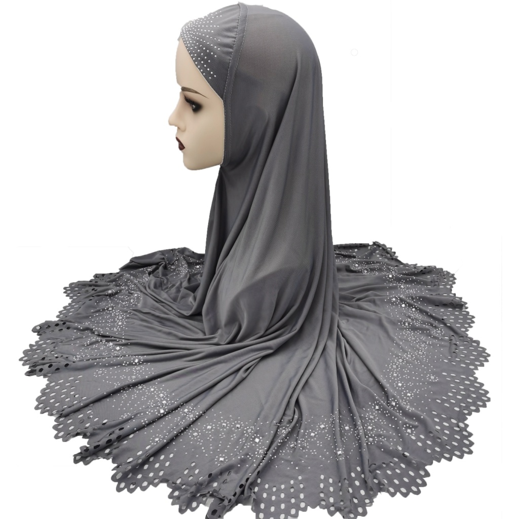 Foreign Trade Hot Selling European and American African Middle East Arab Muslim Ladies Laser Cut Flower Hot Drilling Veil Tam-O'-Shanter Pack