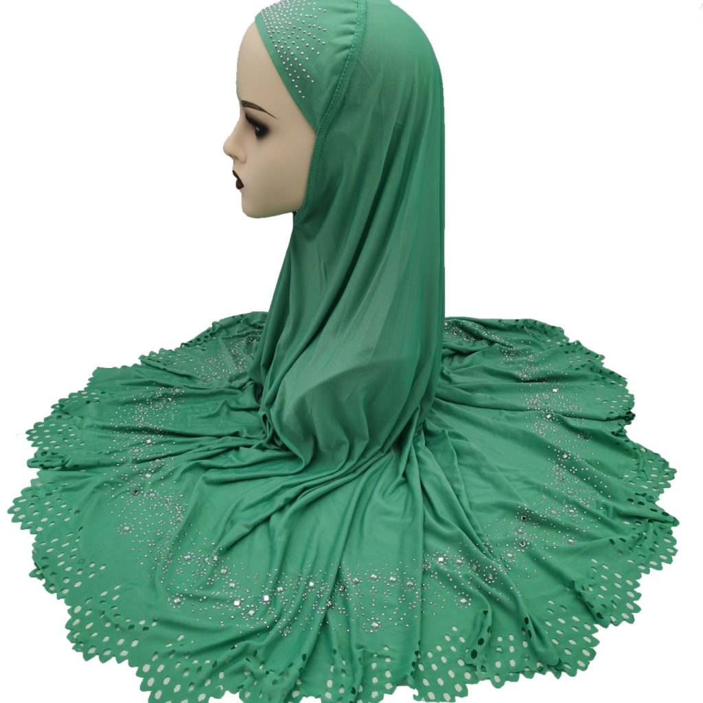 Foreign Trade Hot Selling European and American African Middle East Arab Muslim Ladies Laser Cut Flower Hot Drilling Veil Tam-O'-Shanter Pack