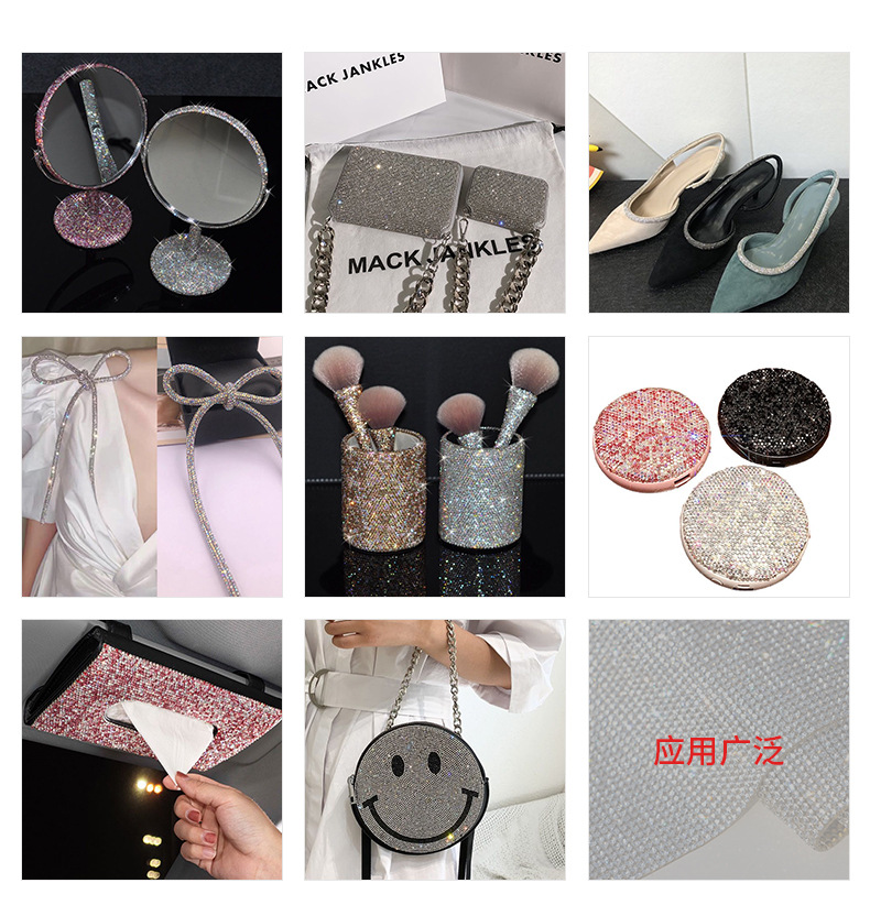 Factory Wholesale Silver Bottom Aluminum Mesh Drill Full Diamond 3mm Hot Melt Adhesive Rhinestone Hot Drilling Board Diamond DIY Stick-on Crystals Customizable