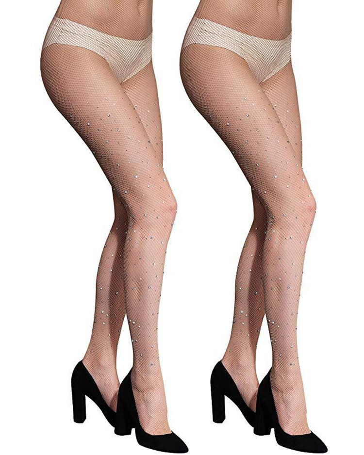Disco Shiny Crystal Mesh Diamond Socks Fishing Mesh Stockings Female Stocking Mesh Body Stockings Hot Drilling Socks Mesh Stockings