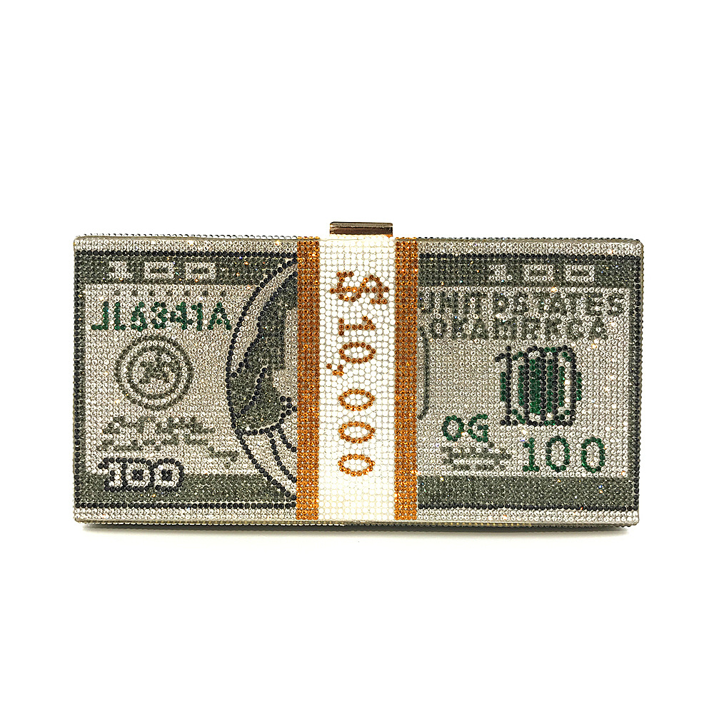 Hengmei New Style Hot Drilling Dollar Handbag Dress Evening Bag Women's Handbag Crystal Dollar Bag Clutch Bag