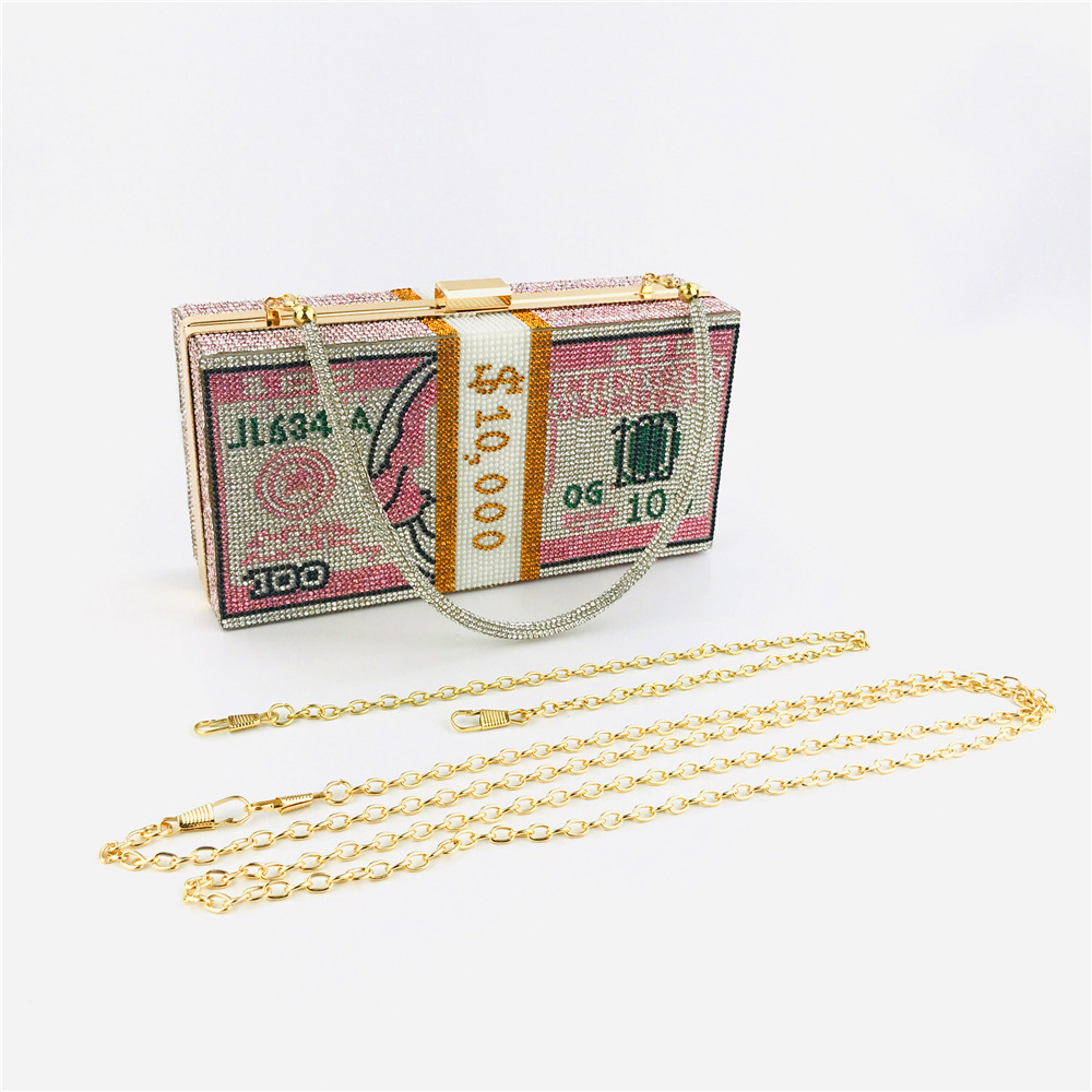 Hengmei New Style Hot Drilling Dollar Handbag Dress Evening Bag Women's Handbag Crystal Dollar Bag Clutch Bag