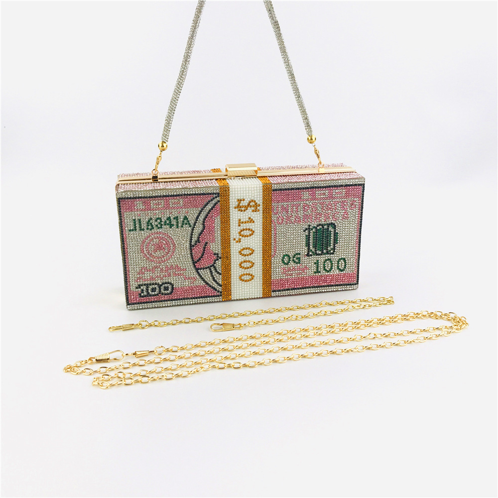 Hengmei New Style Hot Drilling Dollar Handbag Dress Evening Bag Women's Handbag Crystal Dollar Bag Clutch Bag