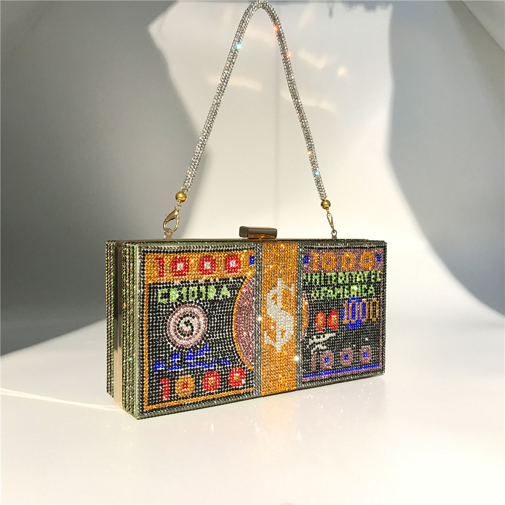 Hengmei New Style Hot Drilling Dollar Handbag Dress Evening Bag Women's Handbag Crystal Dollar Bag Clutch Bag