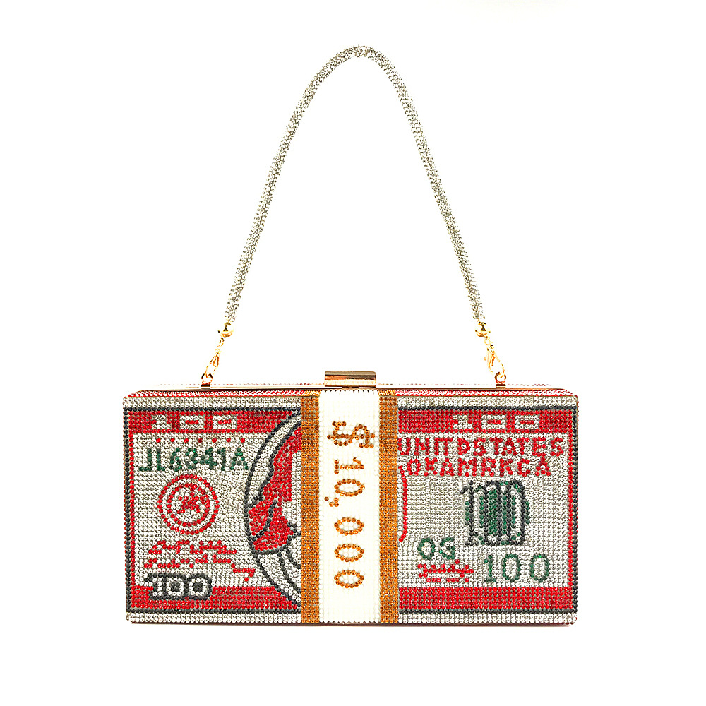 Hengmei New Style Hot Drilling Dollar Handbag Dress Evening Bag Women's Handbag Crystal Dollar Bag Clutch Bag