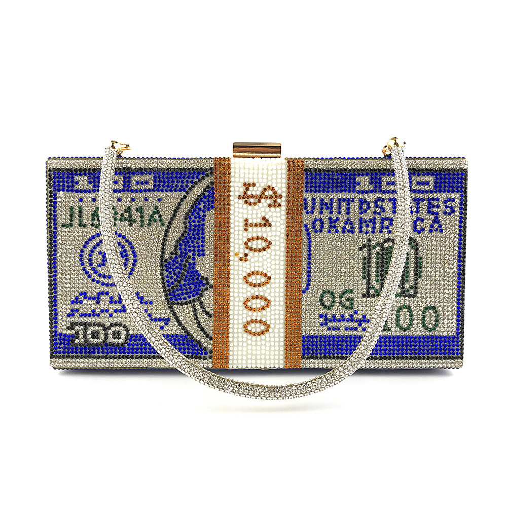 Hengmei New Style Hot Drilling Dollar Handbag Dress Evening Bag Women's Handbag Crystal Dollar Bag Clutch Bag