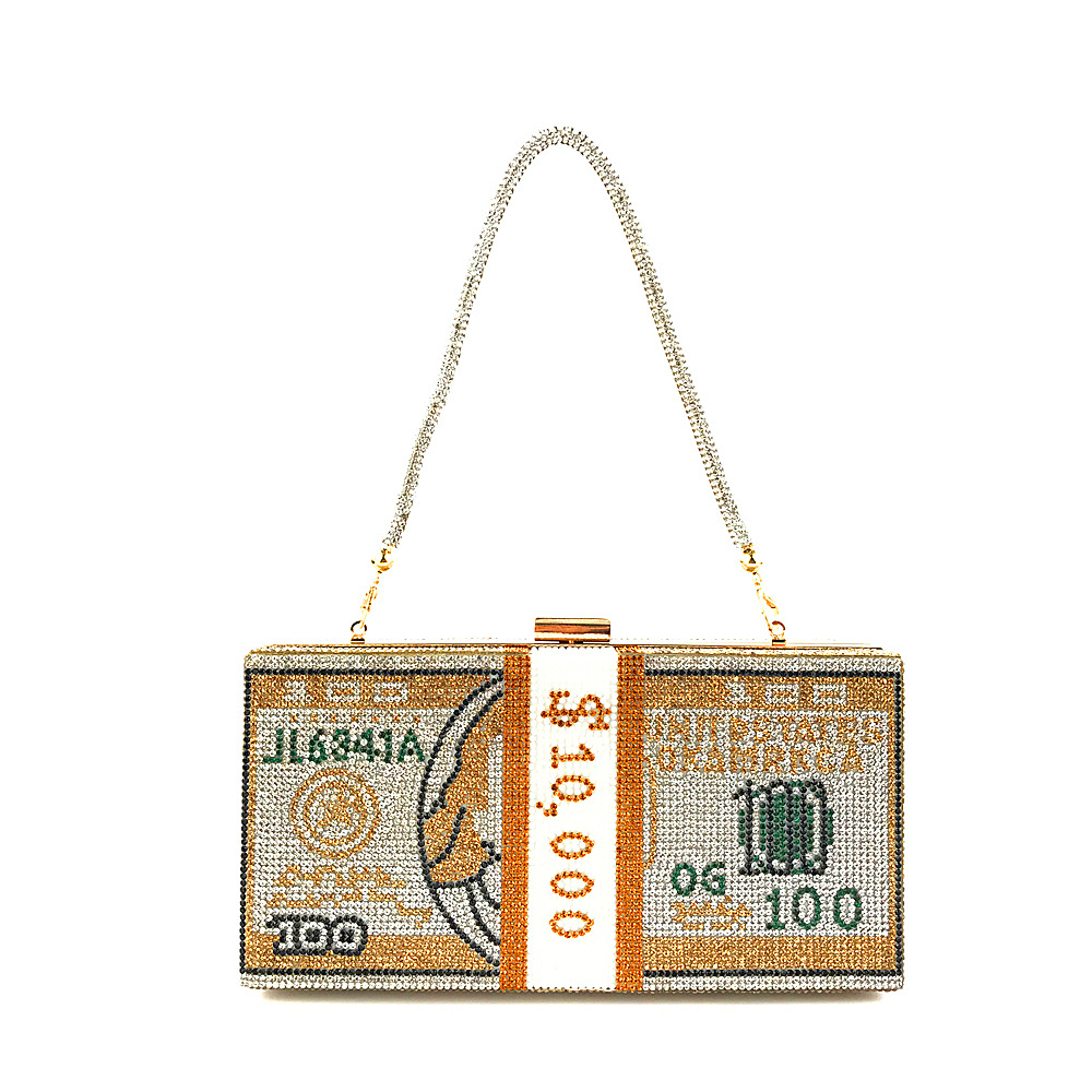 Hengmei New Style Hot Drilling Dollar Handbag Dress Evening Bag Women's Handbag Crystal Dollar Bag Clutch Bag
