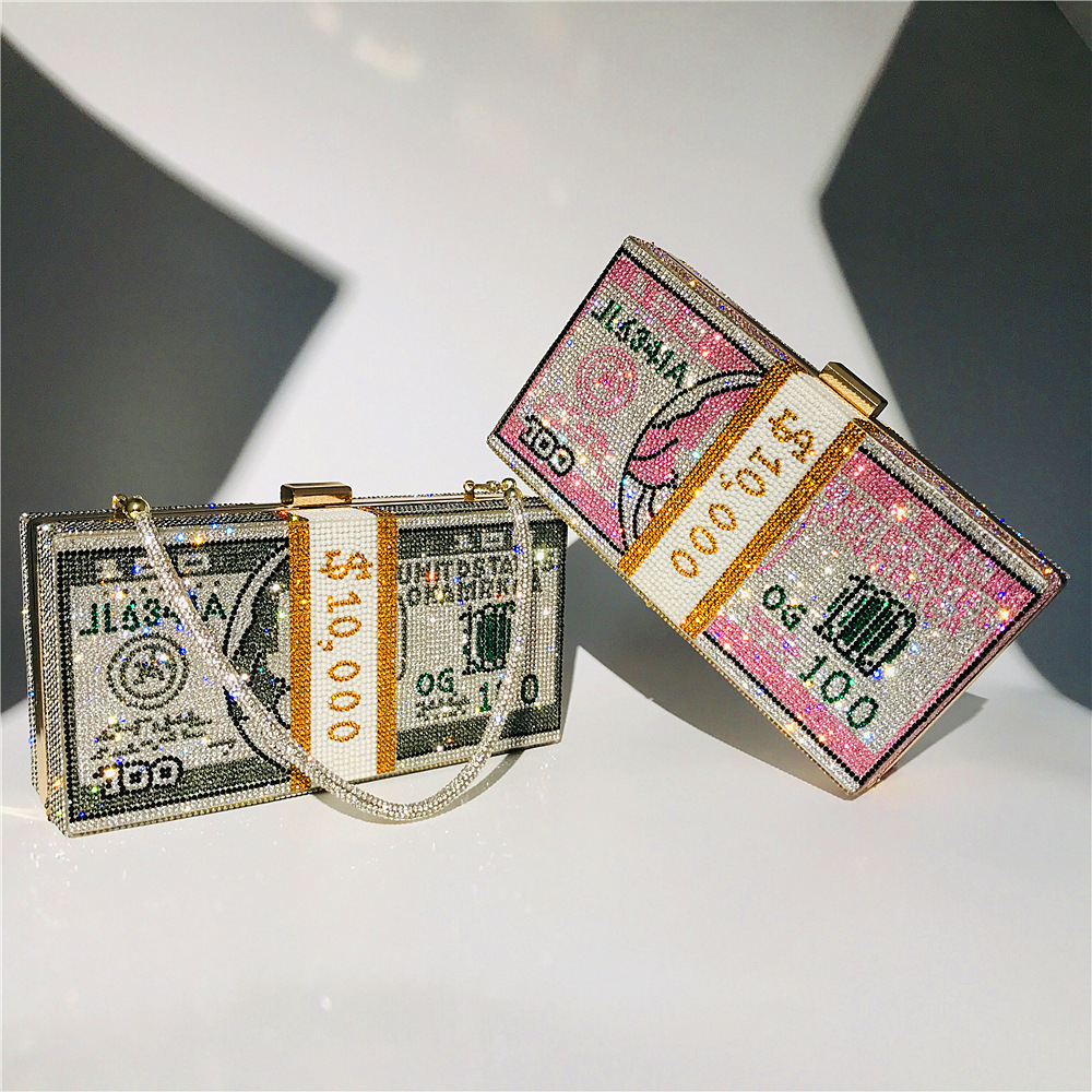 Hengmei New Style Hot Drilling Dollar Handbag Dress Evening Bag Women's Handbag Crystal Dollar Bag Clutch Bag Hengmei New Style Hot Drilling Dollar Handbag Dress Evening Bag Women's Handbag Crystal Dollar Bag Clutch Bag