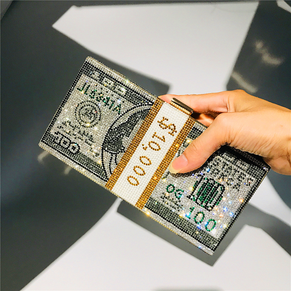 Hengmei New Style Hot Drilling Dollar Handbag Dress Evening Bag Women's Handbag Crystal Dollar Bag Clutch Bag Hengmei New Style Hot Drilling Dollar Handbag Dress Evening Bag Women's Handbag Crystal Dollar Bag Clutch Bag