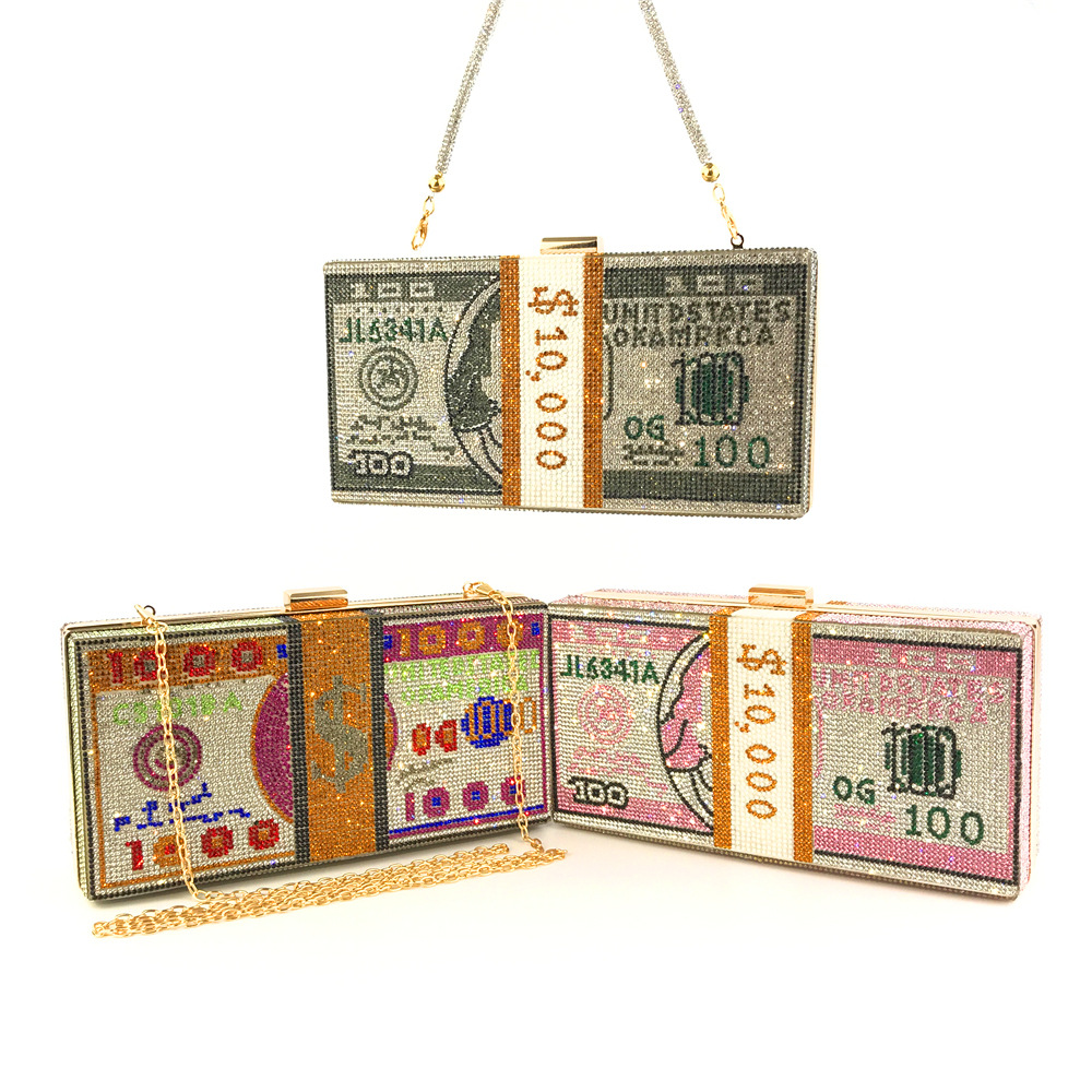 Hengmei New Style Hot Drilling Dollar Handbag Dress Evening Bag Women's Handbag Crystal Dollar Bag Clutch Bag Hengmei New Style Hot Drilling Dollar Handbag Dress Evening Bag Women's Handbag Crystal Dollar Bag Clutch Bag