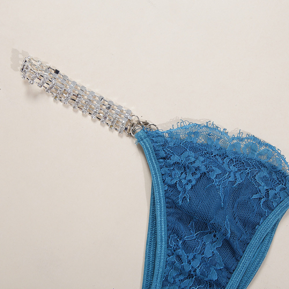 Heavy Craft Women's Fashion Sexy Gather Pushup Underwear Lace Hot Drilling ThreePiece Set 2019 New Style 6072