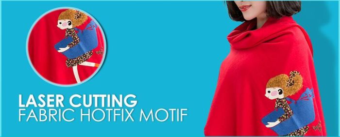 Custom heat press fabric hot fix motif for T-Shirt