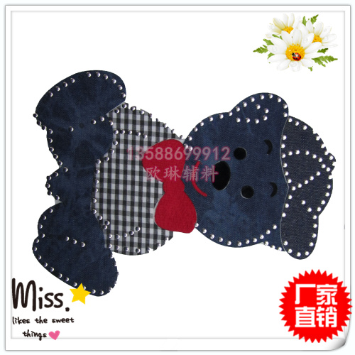 Buy fabric heat press factory Yiwu Plaid bowtie bear