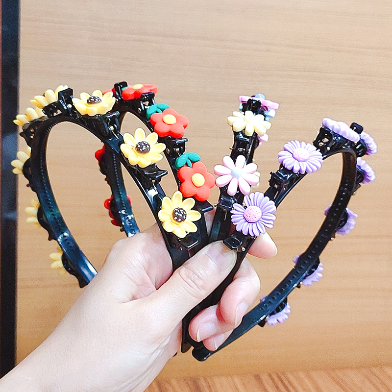 Children&#039;s Hair Band Korean Hair Accessories Cute Baby Broken Hair Headband Hair Braiding Artifact   fabric heat press
