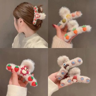 fabric heat press Style Headband Cute Hairpin Cartoon Ling Na Bei Er Headband Plush Washing Face Hair Band