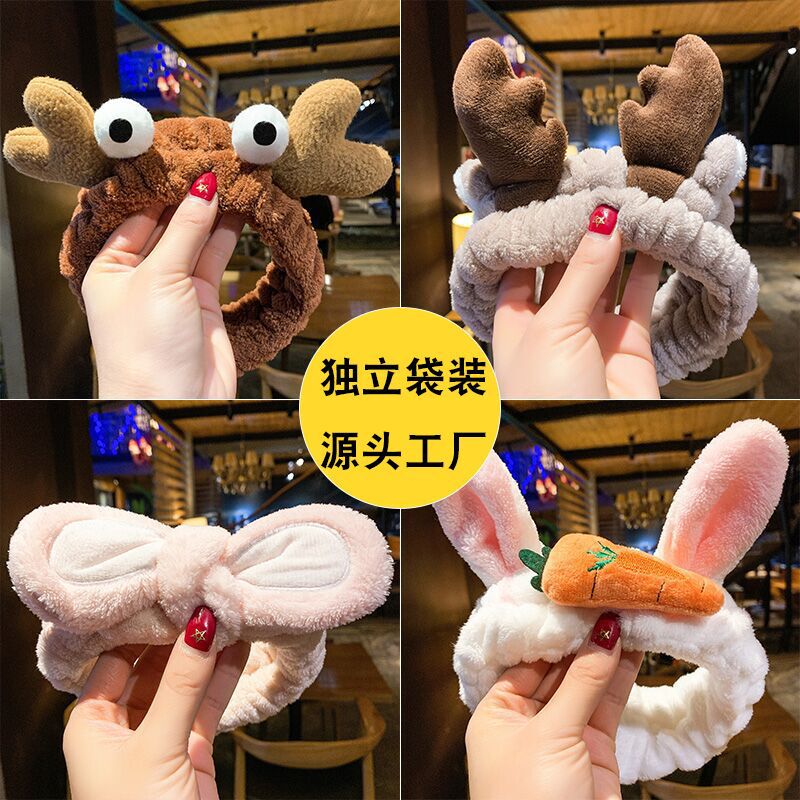 fabric heat press Style Headband Cute Hairpin Cartoon Ling Na Bei Er Headband Plush Washing Face Hair Band