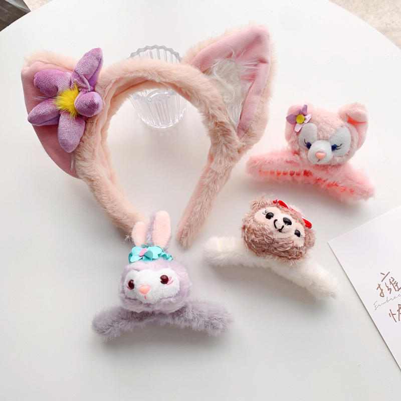 fabric heat press Style Headband Cute Hairpin Cartoon Ling Na Bei Er Headband Plush Washing Face Hair Band