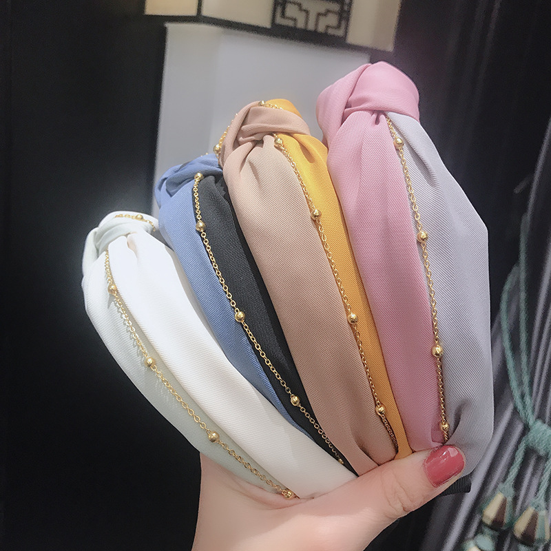 Korean Style Instafamous Hairband Chain Two-Color Knotted Headband Fashion Sports Wear fabric heat press