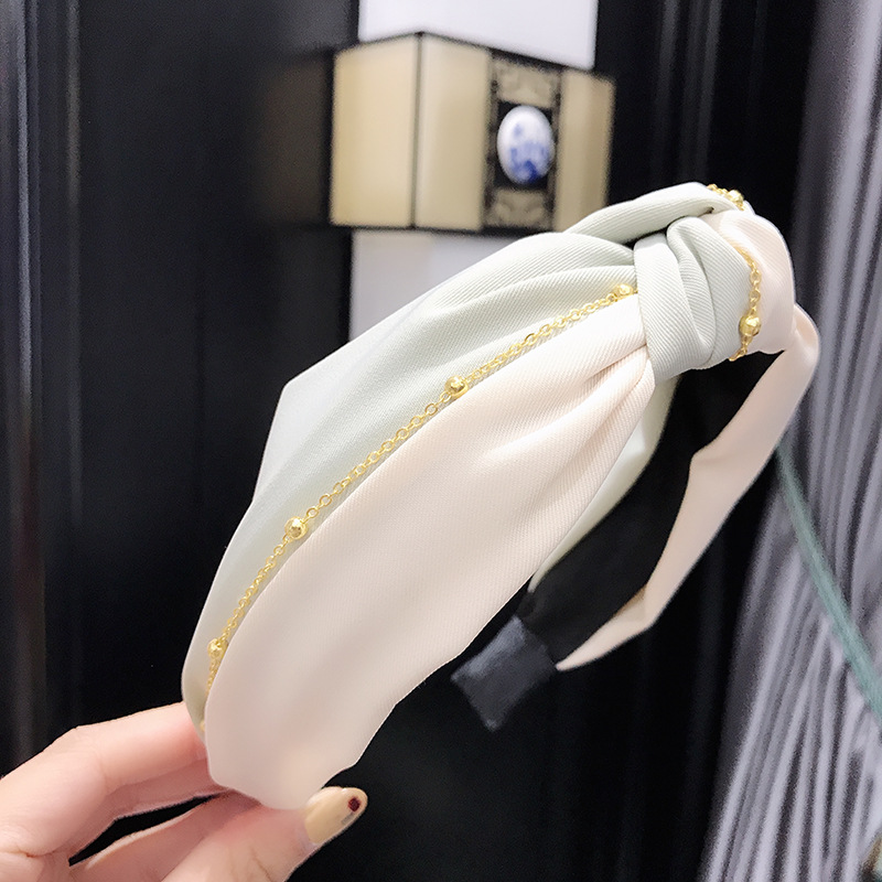 Korean Style Instafamous Hairband Chain Two-Color Knotted Headband Fashion Sports Wear fabric heat press Korean Style Instafamous Hairband Chain Two-Color Knotted Headband Fashion Sports Wear fabric heat press