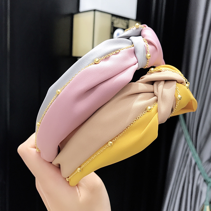 Korean Style Instafamous Hairband Chain Two-Color Knotted Headband Fashion Sports Wear fabric heat press Korean Style Instafamous Hairband Chain Two-Color Knotted Headband Fashion Sports Wear fabric heat press