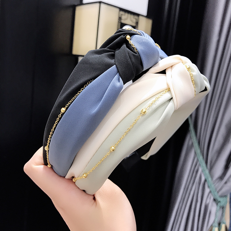 Korean Style Instafamous Hairband Chain Two-Color Knotted Headband Fashion Sports Wear fabric heat press Korean Style Instafamous Hairband Chain Two-Color Knotted Headband Fashion Sports Wear fabric heat press
