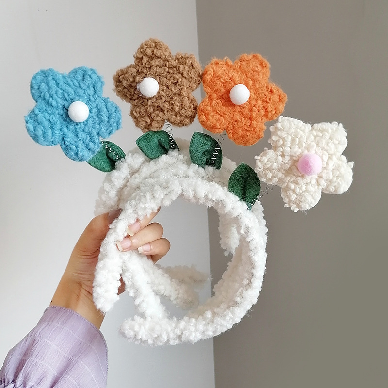 fabric heat press Flower Headband Cute Plush Flower Headband Mickey Headband Cartoon Hair Pin Headwear for Girls