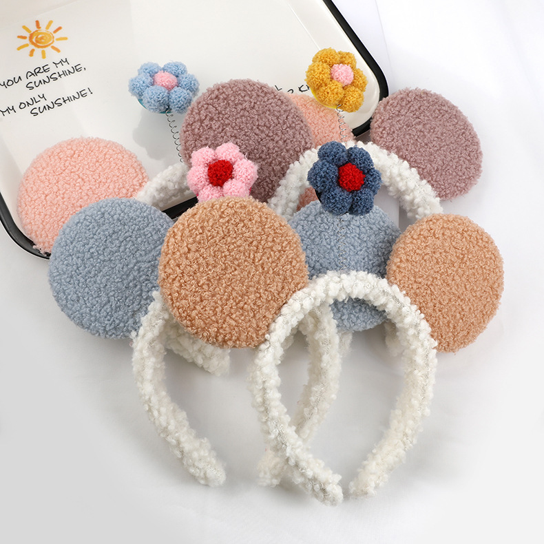 fabric heat press Flower Headband Cute Plush Flower Headband Mickey Headband Cartoon Hair Pin Headwear for Girls