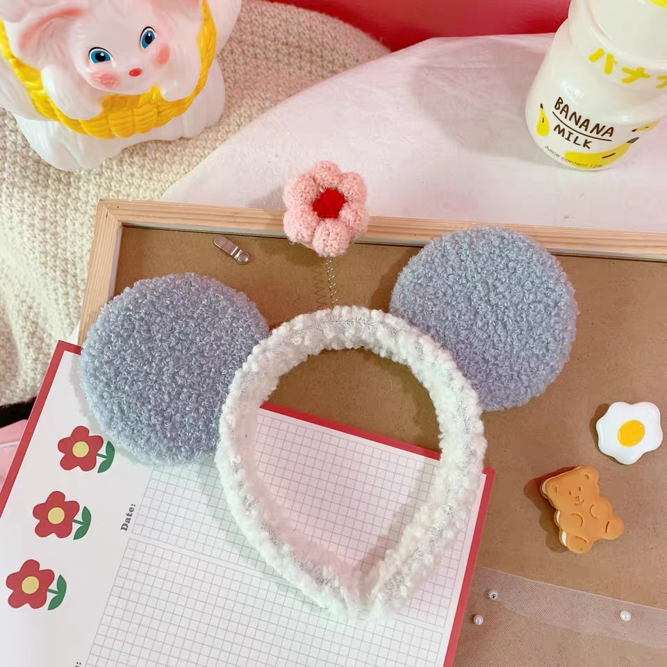 fabric heat press Flower Headband Cute Plush Flower Headband Mickey Headband Cartoon Hair Pin Headwear for Girls