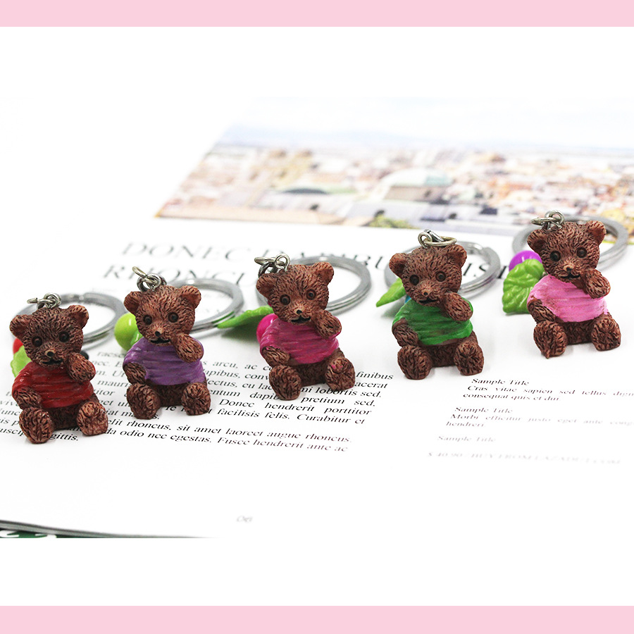 The New creative cartoon animal resin bear key chain bag pendant bear doll, decorative buckle, pendant key ring The New creative cartoon animal resin bear key chain bag pendant bear doll, decorative buckle, pendant key ring