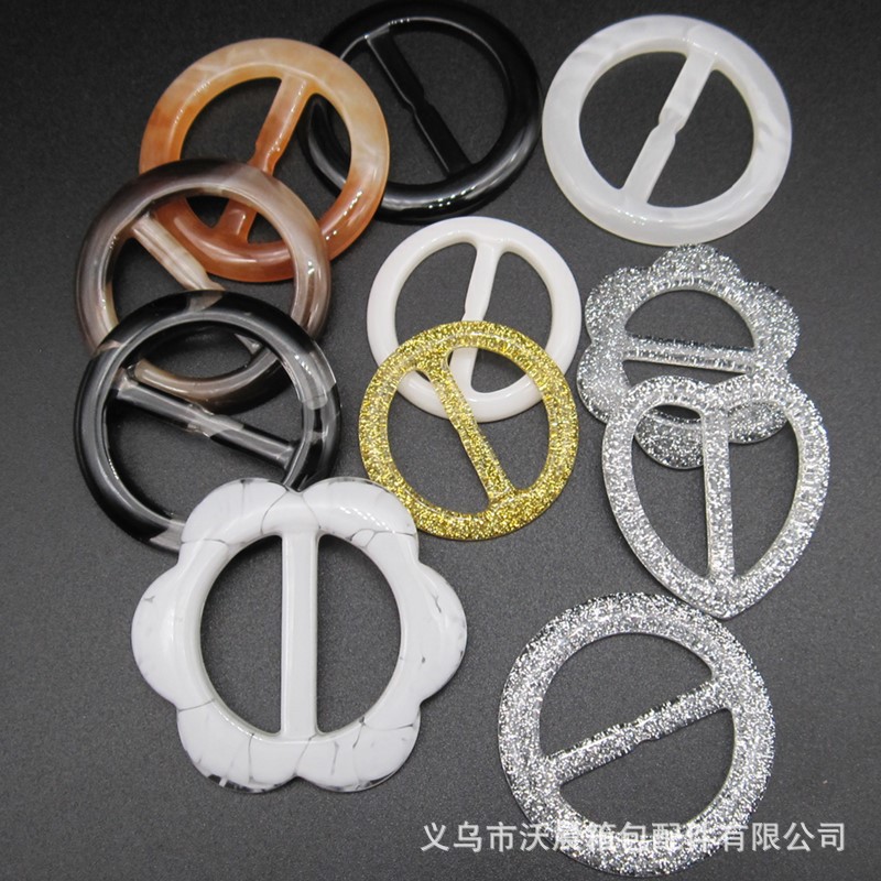 Supply Coat Resin Belt Buckle round Three-Gear Japanese Buckle Silk Scarf Knotted Button T-shirt Corner Knotted Retaining Ring
