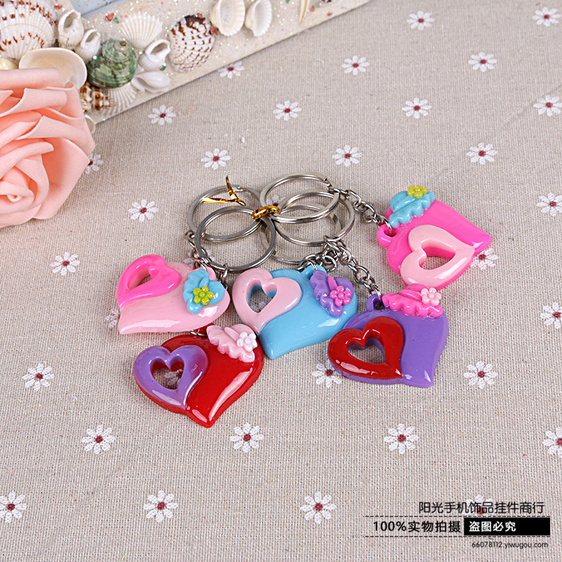 Fashion resin heart jewelry key buckle love series