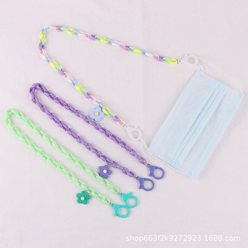 New Resin Flower Children&#039;s Mask Chain Lanyard 58cm Adult Kids Universal Halter Double Buckle Mask Anti-Separation Rope