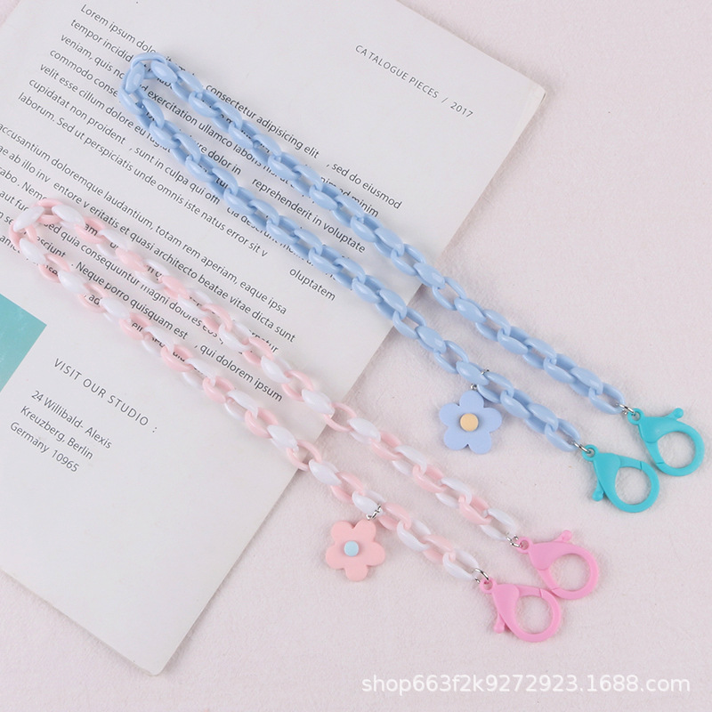 New Resin Flower Children&#039;s Mask Chain Lanyard 58cm Adult Kids Universal Halter Double Buckle Mask Anti-Separation Rope