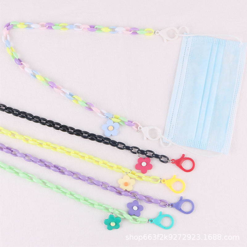 New Resin Flower Children&#039;s Mask Chain Lanyard 58cm Adult Kids Universal Halter Double Buckle Mask Anti-Separation Rope