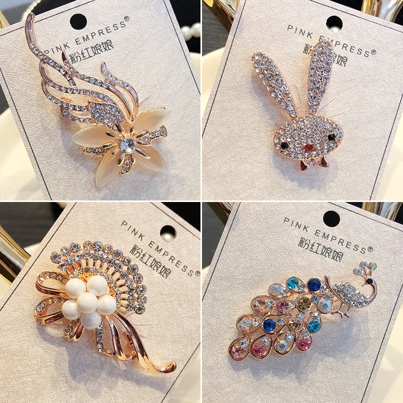 [Aiqi] Pearl Brooch Fashion Clothing Resin Corsage Vintage Animal Silk Scarf Buckle Pin H0042