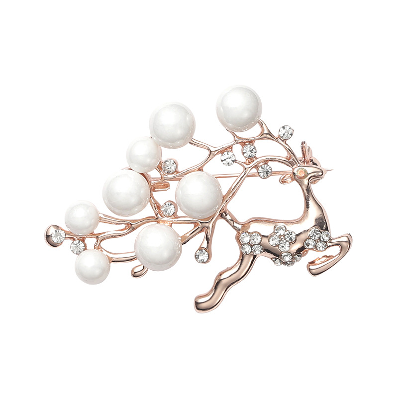 [Aiqi] Pearl Brooch Fashion Clothing Resin Corsage Vintage Animal Silk Scarf Buckle Pin H0042