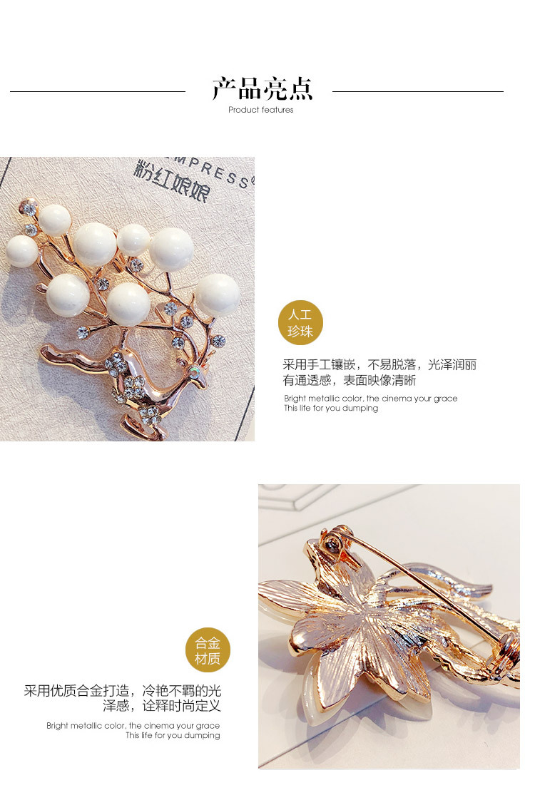 [Aiqi] Pearl Brooch Fashion Clothing Resin Corsage Vintage Animal Silk Scarf Buckle Pin H0042