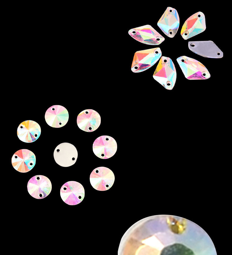 Middle East Indian Resin Flat Satellite Mold Hole Flat Buckle Double Hole Hand Sewing Drill DIY Wedding Dress Wedding Dress Sequins