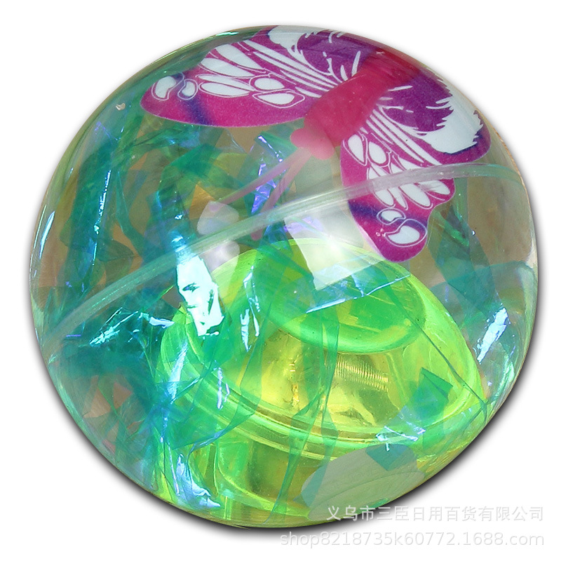 Factory Direct Sales Cartoon Colorful Ropes Elastic Luminous Ball Transparent Flash Toy Elastic Ball 6.0 With Rope Elastic Ball