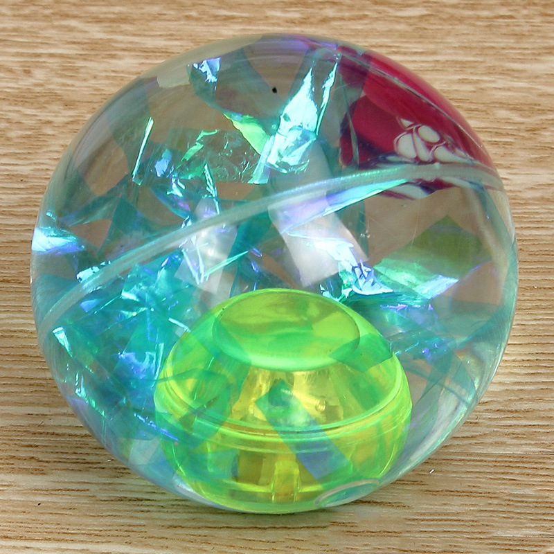 Factory Direct Sales Cartoon Colorful Ropes Elastic Luminous Ball Transparent Flash Toy Elastic Ball 6.0 With Rope Elastic Ball