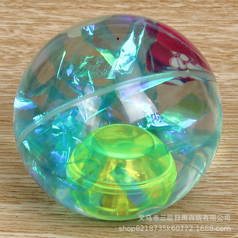 Factory Direct Sales Cartoon Colorful Ropes Elastic Luminous Ball Transparent Flash Toy Elastic Ball 6.0 With Rope Elastic Ball