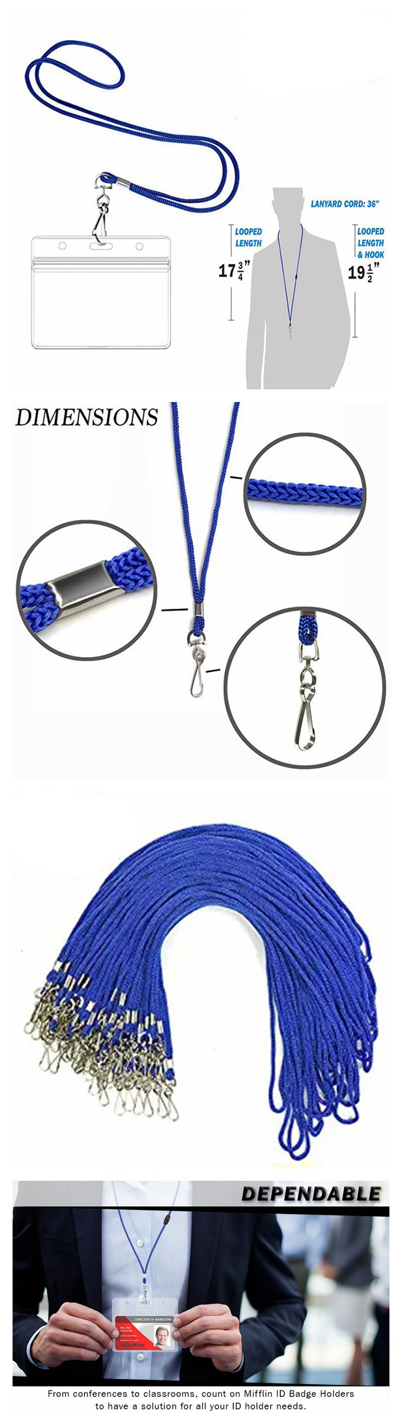 Work Lanyard Factory Brand Lanyard Strap Dacron Ropes Sling Supply Badge Card Lanyard Pp round Rope Sling