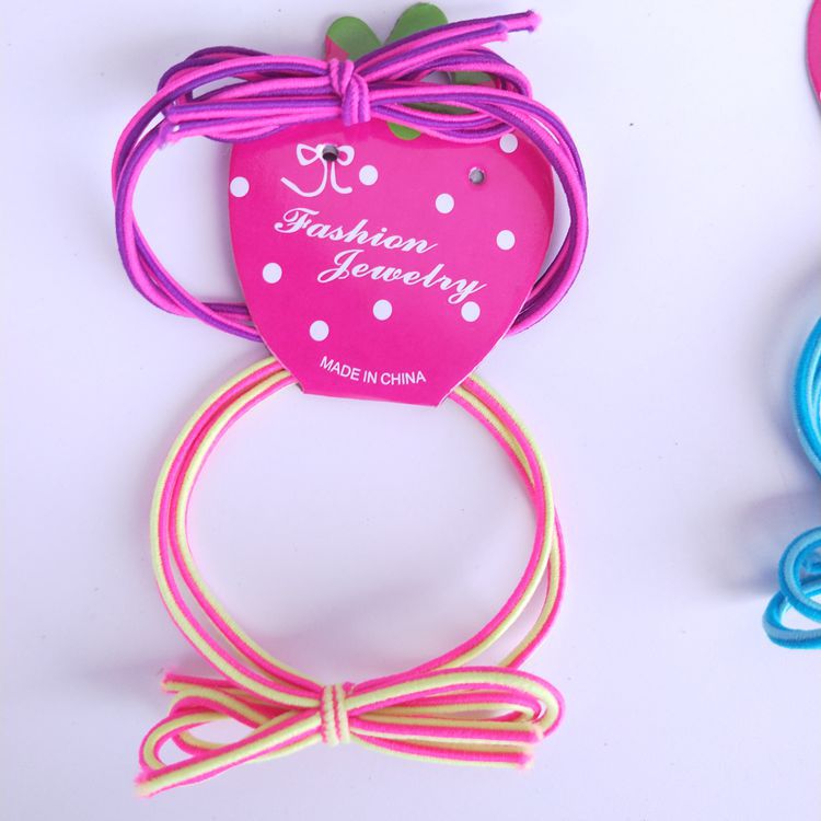 Rubber Band Colorful Ropes Head Rope Card Rubber Band 2 Pieces Hair Rope 2 Yuan Rubber Band 1 Yuan 2 Yuan Ornament Wholesale