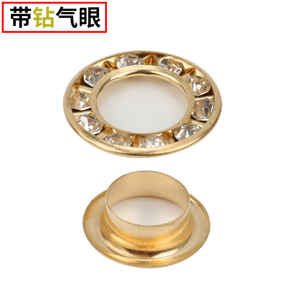 Factory Cross-Border Copper Air Hole with Diamond Decorative Ring Rhinestone a Crystal Eyelet Button Spot Supply Inspection Needle European and American Inspection Factory Cross-Border Copper Air Hole with Diamond Decorative Ring Rhinestone a Crystal Eyelet Button Spot Supply Inspection Needle European and American Inspection