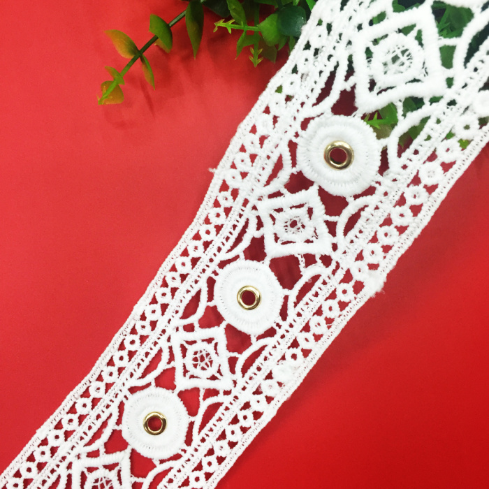 Foreign trade popular milk silk garment accessories accessories eyelet lace embroidery water soluble lace bar Foreign trade popular milk silk garment accessories accessories eyelet lace embroidery water soluble lace bar